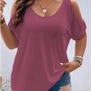 Shein Calvaya Plus Cold Shoulder Solid Tee